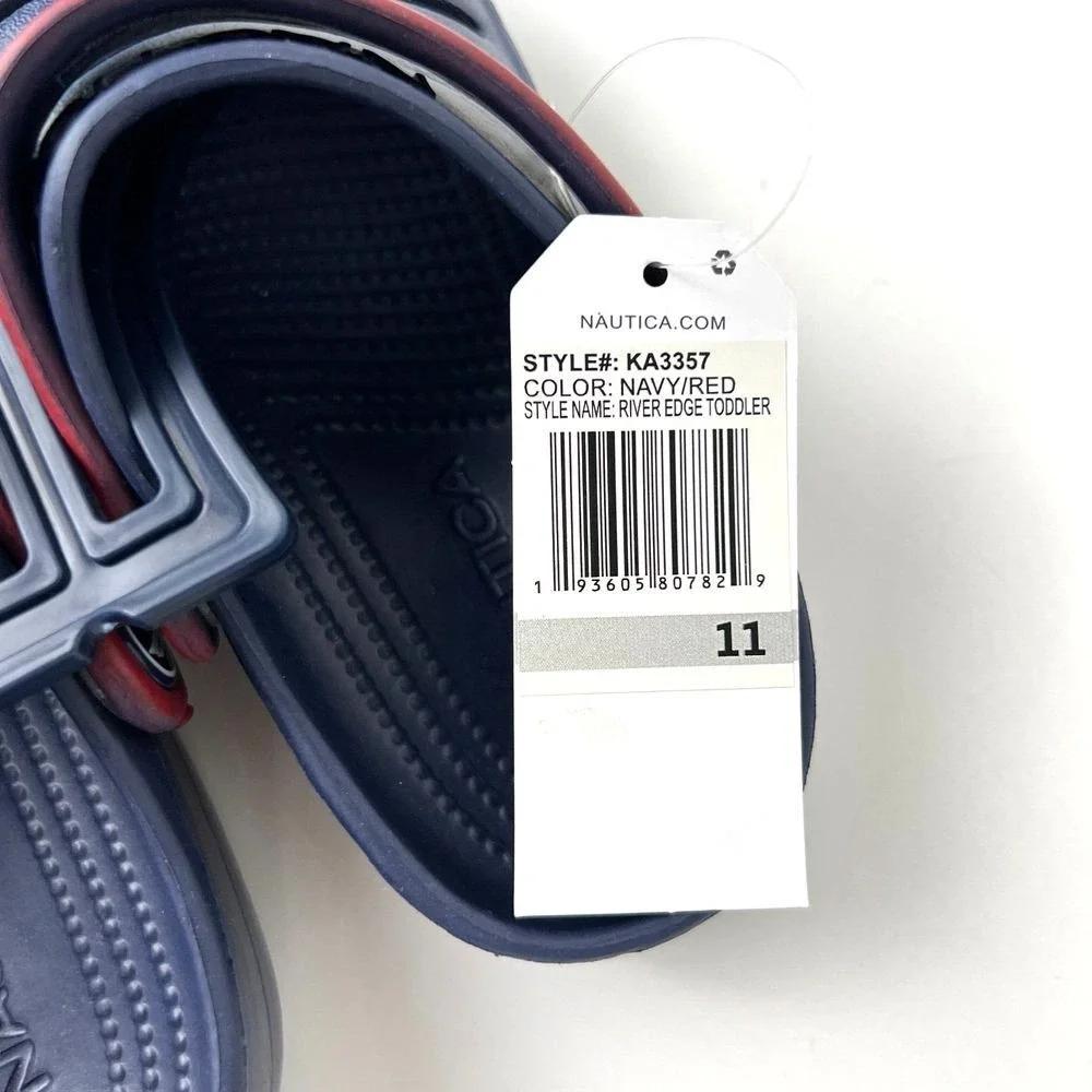 Nautica River Edge Toddler Navy Blue Red Slip On Clog Comfort Shoes Baby Size 11